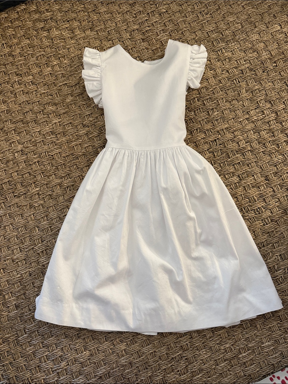 Classic White Ruffle Sleeve Kids Dress. Perfect for first communion